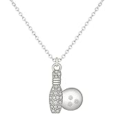 Sportybella Bowling Necklace,Bowling Jewelry, Bowling Ball and Pin Charm Pendant, Bowling Gifts for Women and Teens,- Bowler Gift