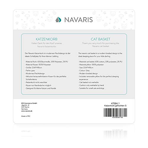 Navaris-Katzenkorb-aus-Stoff-mit-Kissen-Katzenbett-Hundebett-weich-in-Korboptik-Bett-fr-Katzen-und-Hunde-Katzenkrbchen