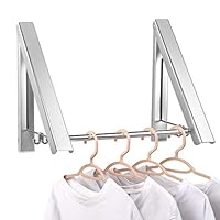 Laundry Clothes Hanger - Aluminium Foldable & Retractable Clothes Racks - Waterproof Indoor Outdoor Wall Mounted Clothes Drying Rack - Home Storage Organization Space Savers for Living Room, Bathroom,