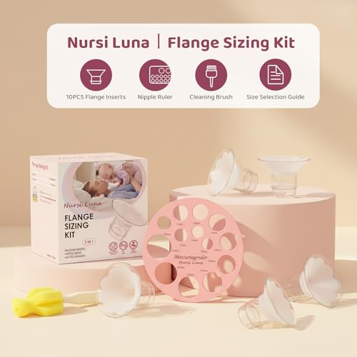 Nursi Luna Flange Inserts 10PCS 13/15/17/19/21mm for 24mm Flanges/Shield, Flange Sizing Kit Silicone Flanges Insert, Breastfeeding Essentials Kit for New Moms