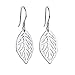 S925 Sterling Silver Filigree Dangle Leaf Earrings for Women