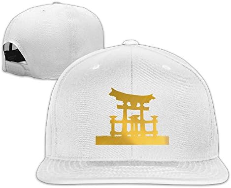 Fashion Japanese Shinto Shrine Gold Flat Baseball Hiphop Cap White