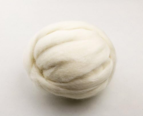 Happy Classy 1 pound Premium Natural White Cream Romney Wool Combed Top Roving Natural Cream Color