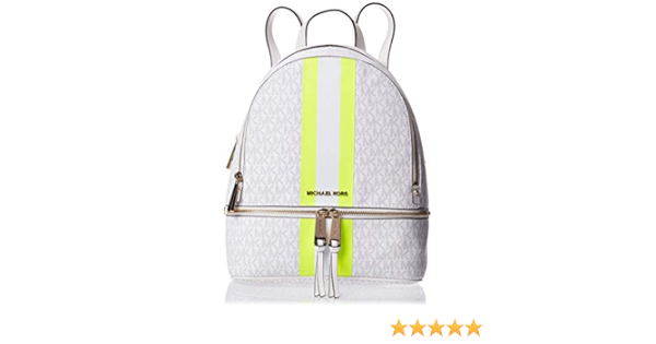 rhea medium striped logo and leather backpack