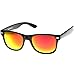 zeroUV Flat Matte Reflective Flash Color Lens Large Horn Rimmed Style Sunglasses - UV400 (Black Fire)