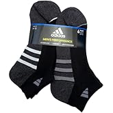 adidas 6 Pairs Men's Low Cut Socks 6 Pack for Shoe Size 6-12 Black, Black, 6-12