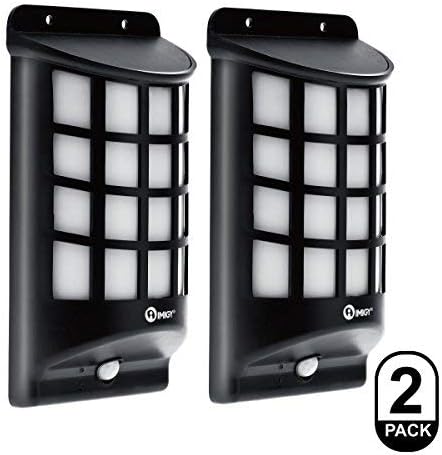 IMIGY Solar Lights, IP65 Waterproof Outdoor Wall Lights, Dark Sensor Auto On/Off Solar Powered Wall Mounted Night Light Lattice Design for Garden Pathway Door Patio Deck Yard Driveway (2 Pack)