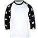 ililily Casual 3/4 Raglan Star Pattern Sleeve Basic Cotton Baseball Tshirt