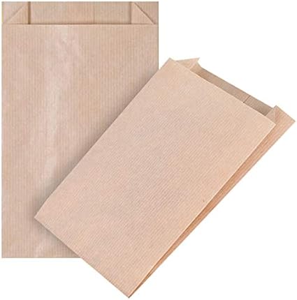 kgpack 100x Bolsas de Papel Kraft DIY 12 X 20 cm | Bolsas de Papel Kraft para niños | Calendario de adviento | Bolsa de Regalo de Fondo Plano | Bolsa de Papel de Alimentos