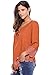 Happy Sailed Women Fashion Boho Lace V-Neck Sleeves Blouse Top, Large Brown
