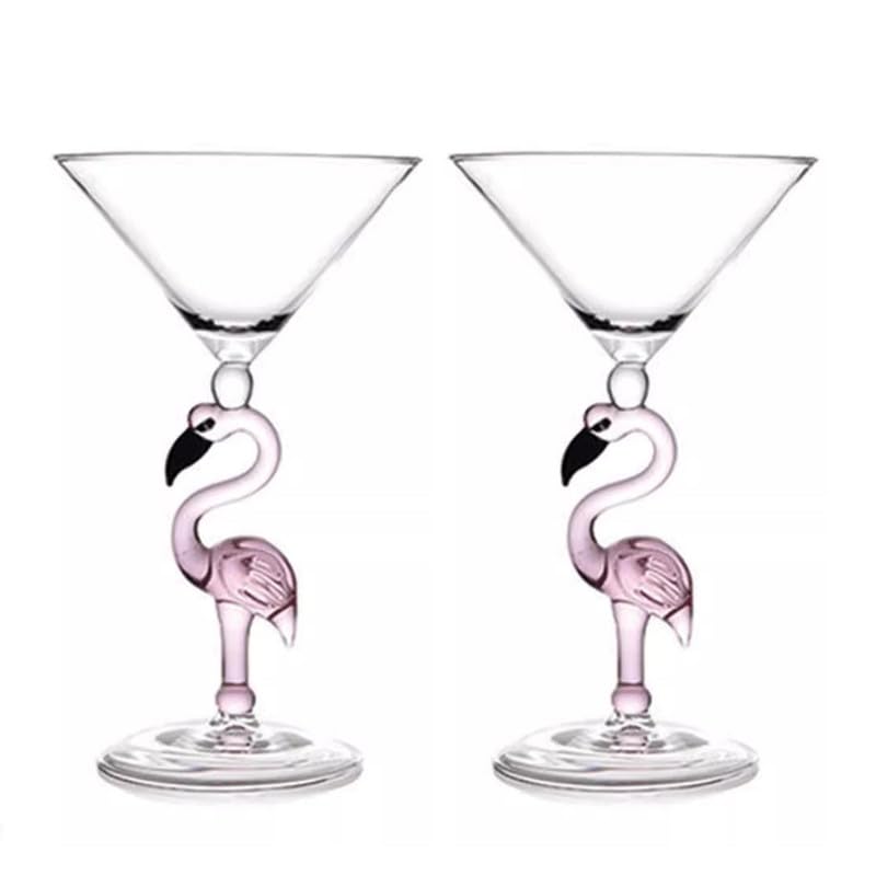 soulnioi Cocktail Glasses Set of 2,Flamingos Shaped Cocktail Glasses,Quality Champagne Glasses,Exspresso Martini Glasses,for Wedding,Party,Family Dinner for Lady Gift 200ML