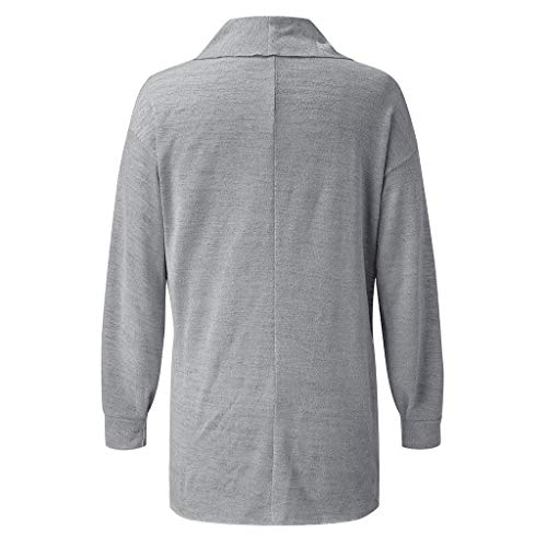ANJUNIE Women Cardigans Long Sleeve Solid Color Kimono Outerwear Midi Length Open Front Jacket(Gray,M)