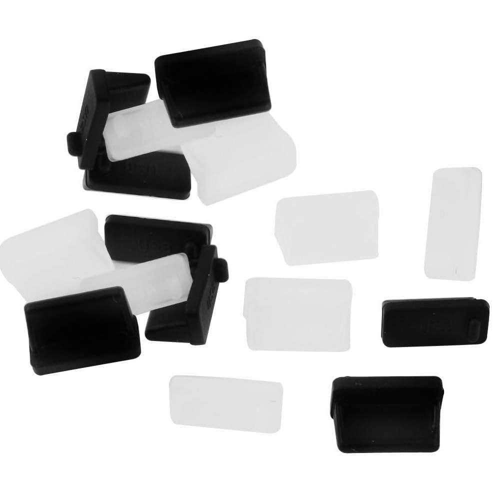Silicone USB Cap Port Cover Anti Dust Protector for USB Female End (10x White + 10x Black)
