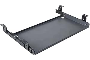 FUZADEL Sliding Under Desk Keyboard Tray Slide Out Keyboard Holder Drawer Heavy-Duty Office Desk Extender Platform Pull Out Desktop Sliding Computer Tray for Keyboard Drawer Under Desk Shelf-Metal