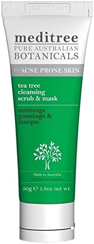 NaturesPlus Meditree Pure Australian Botanicals Tea Tree Cleansing Scrub & Mask - 1.7 oz - Dual Action Exfoliant - Cleanses, Softens, Brightens Oily Combination Skin - Draws Out Impurities - Vegan