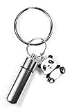 Keychain with Capsule Holder Container and Panda Charm, Qty:1