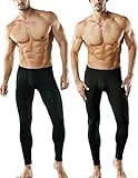 TSLA Men’s 2 Pack Thermal Microfiber Fleece Lined Bottom Underwear Long Johns Stretchy with Fly
