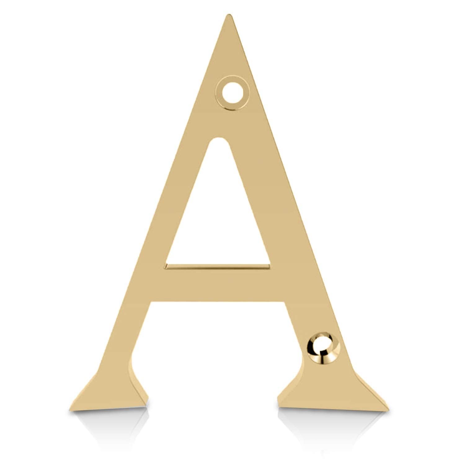 XFORT Polished Brass Front Door Letter A, House Number Suitable for All Door Types including Wooden, uPVC, and Composite.