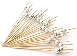 PuTwo Handmade Cocktail Picks 100 Count Sticks Wooden Toothpicks Party Supplies - Silver Pearl