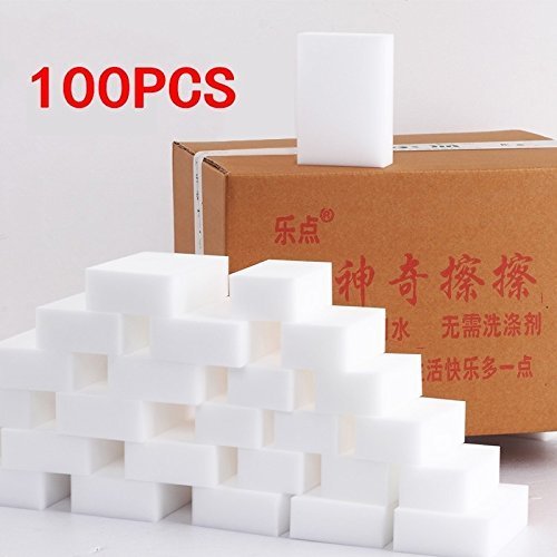 100PCS Cleaning Magic Sponge Eraser Melamine Cleaner Multi-functional Foam White