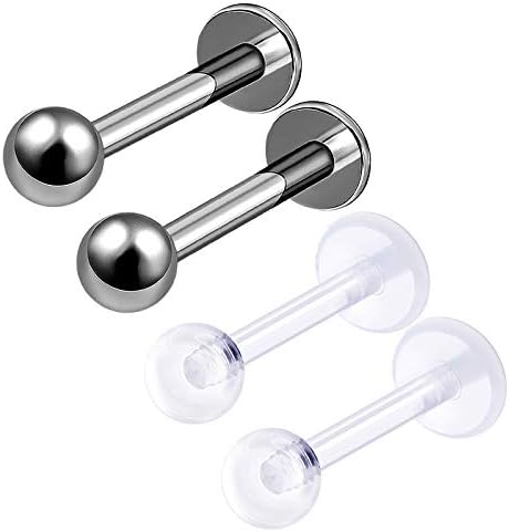 4Pcs Bioflex Clear Titanium 16g Labret Earring Stud Piercing Jewelry Tragus Medusa Cartilage Monroe Lip 3mm Ball More Choices