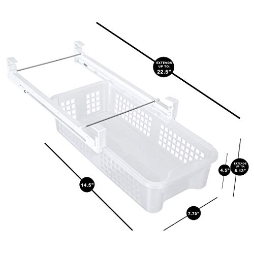 Smart Design Refrigerator Pull Out Bin & Home Organizer w/Extendable Rails & Handle - BPA Free - for Fridges & Freezers Food Storage - Kitchen (Medium) - Set of 3