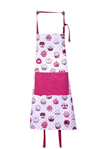 Apron, Valentine Cup Cakes Design, Aprons for Women with Pockets, 100% Natural Cotton, Eco-Friendly & Safe, Adjustable Neck & Waist ties, Machine Washable, Cute Apron by CASA DECORS - Thumbnail 6