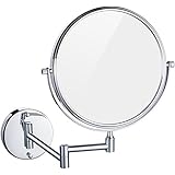 DOWRY 10x Magnification Wall Mount Makeup Mirror, 8 Inch Double-Sided Swivel, 12 Inch Extension, Polished Chrome Finished M1309-10