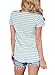 Alvaq Women Summer Casual Short Sleeve Floral Striped Tshirt Work Blouses Tunic Tops ,Blue(US16-18)X-Large