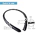 Bluetooth Headphones Retractable Earbuds Neckband Wireless Headset Sport Sweatproof Earphones with Mic (Bluetooth 4.1,Noise Cancelling, 14 Hours Play Time) (Matte Black)