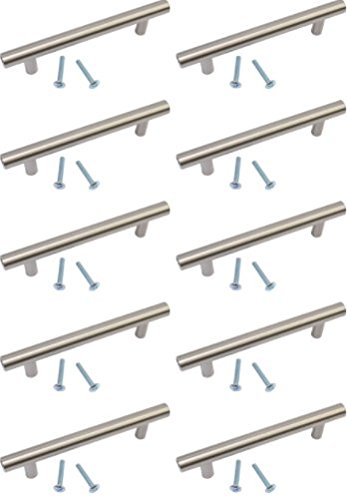 96mm Stainless Steel Finish T Bar Handle Kitchen Cupboard Cabinet Door Knobs 136mm Length (10)