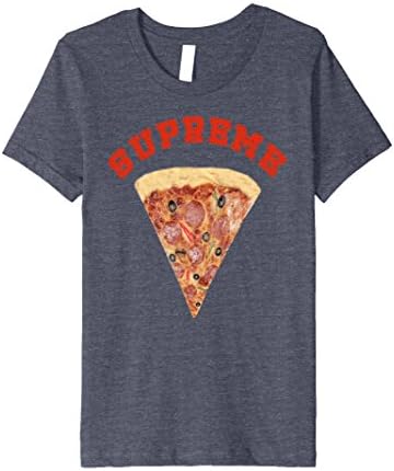 Kids "Supreme Pizza" funny graphic design T-shirt 12 Heather Blue
