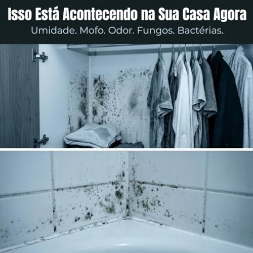 Kit Antimofo Evita Mofo Antiumidade | Refil 1Kg + 5 Potes Reutilizáveis para Guarda-roupas e Gavetas