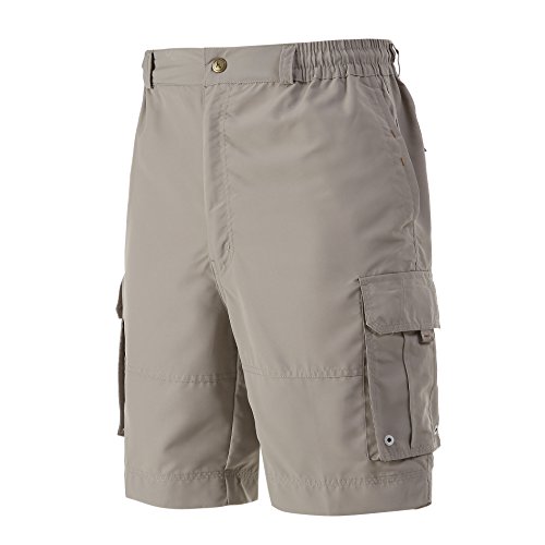 A.WAVE Outdoor Sports Cargo Short Elastic Waist Flat Front Quick Dry (M, Khaki)