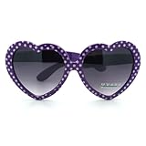 Womens Polka Dot Print Color Plastic Heart Shape Cutie Sunglasses Purple