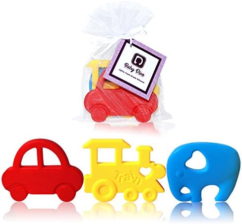 Teething Toys - Gift Set of 3 - Soft, Non-Toxic Silicone Baby Teether - Quick Pain Relief for Front Teeth &amp; Molars