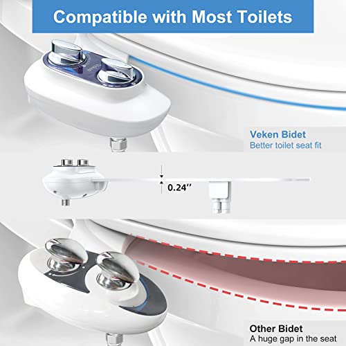 Veken Bidet Attachment for Toilet, NonElectric SelfCleaning Dual