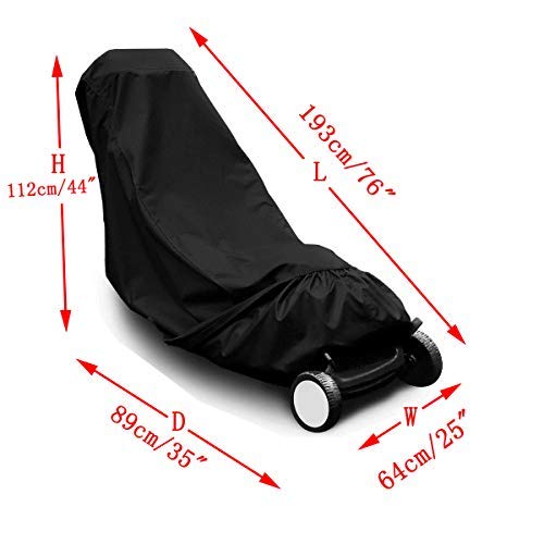 Penck Lawn Mower Cover, Waterproof 600D Polyester Oxford UV Weather Resistant Protection Windproof Heavy Duty Durable Universal Fits with Storage Bag for Your Electric Gas Push Lawn Mower