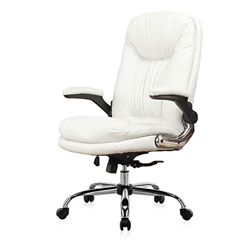 YAMASORO Ergonomic Executive Office Chair White High Back Leather