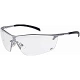 Boll&eacute; Safety 253-SM-40073 Silium Safety Eyewear with Silver Metal + TPE Semi-Rimless Frame and Clear Lens
