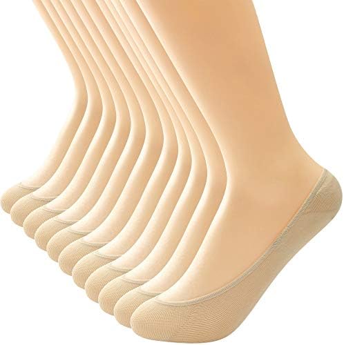 PACKO SOCKS10 Pairs No Show Socks Womens Low Cut Non Slip Socks