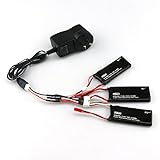 Boldclash 3Pcs 7.4V 15C 610mAh Lipo Battery with 1 to 3 Charger Cable & Charger Adapter for Hubsan X4 H502S H502E
