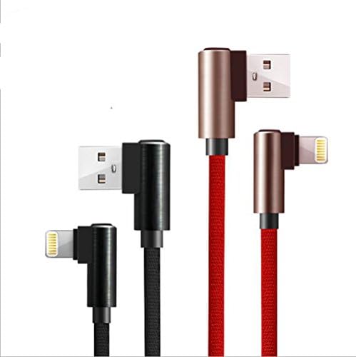 Dongqin Elbow Lightning Cable 90 Degree Lightning to USB Cable for iPhone X/8/7/6/5 iPad (3ft, Black)