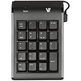 V7 Space Saving Ergonomic Spill Resistant 19 Key USB Numeric Keypad for Windows Desktop PC Notebook Laptop (KP0N1-7N0P) - Black