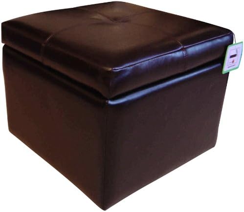 Lymm Home Furnishings Leather Storage Footstool Pouffe Ottoman (Dark Brown)