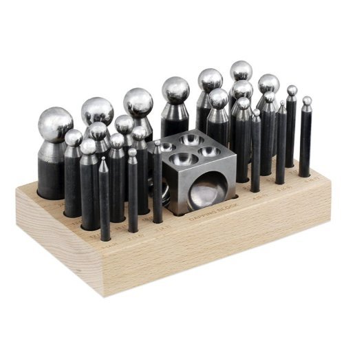 Complete 26-Piece Metal Forming Dapping Doming Punch and Block Set 2.3mm to 25.0mm