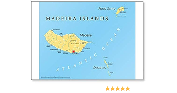 Madeira Islands - Imán para nevera, diseño de mapa político