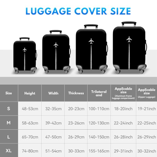 T Tersely Travel Luggage Cover Spandex Suitcase Protector Washable Baggage Covers (for 48cm/18"-80cm/30" luggage) Premium Elasticated Luggage Protector -Go Travel (H748, M（58cm/22"-63cm/24"）)