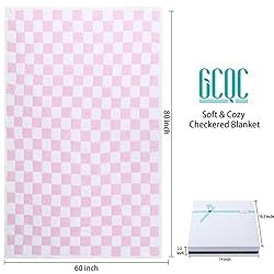 GCQC Checkered Throw Blanket, Knitted Checkerboard