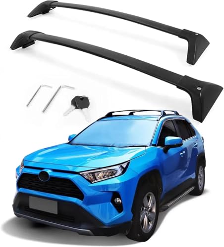 Roof Rack Cross Bars for Toyota RAV4 2019-2023 (Not Fit Models for Adventure/TRD Off-Road). Anti-Theft Lock Mechanism Black Matte Aluminum Anti-Corrosion crossbars
